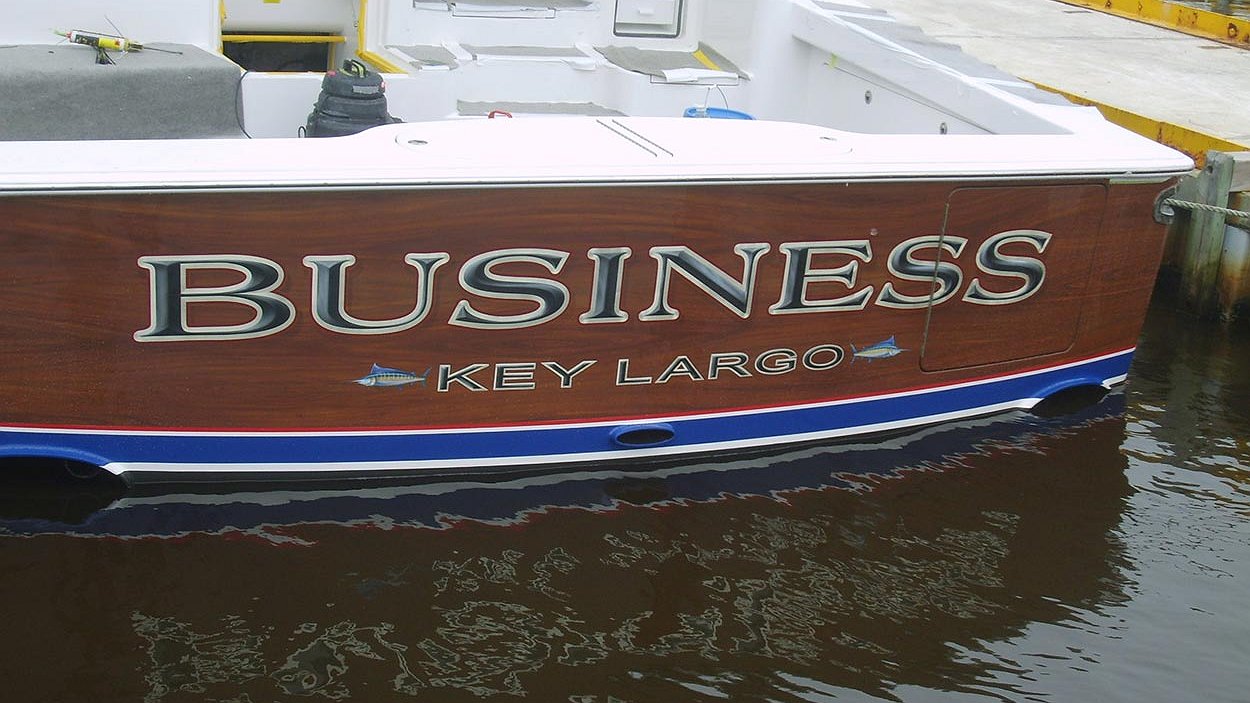 Business, Key Largo Boat Transom BOATS TRANSOM ARTWORK PAINTING EVERETT NAUTICAL DESIGNS