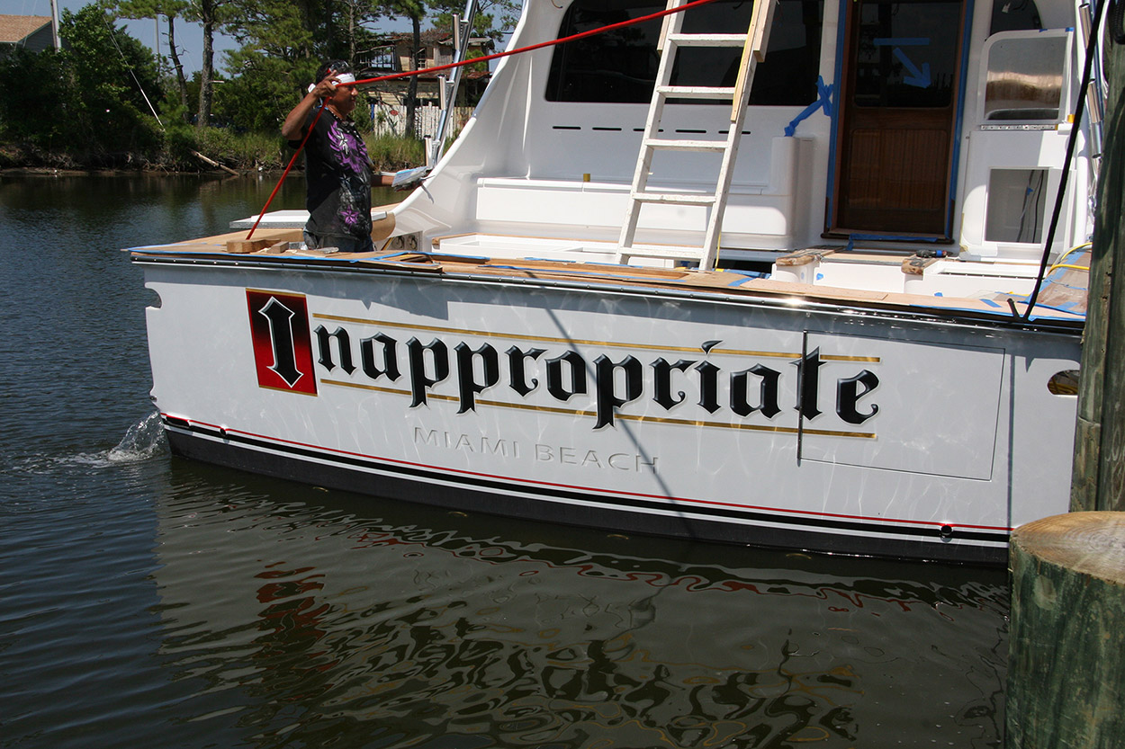 BOATS TRANSOM ARTWORK PAINTING EVERETT NAUTICAL DESIGNS